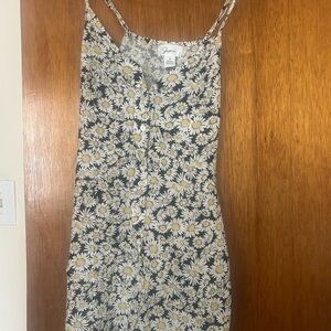 Japna Black & White Daisy Print Mini Dress with Yellow Centers